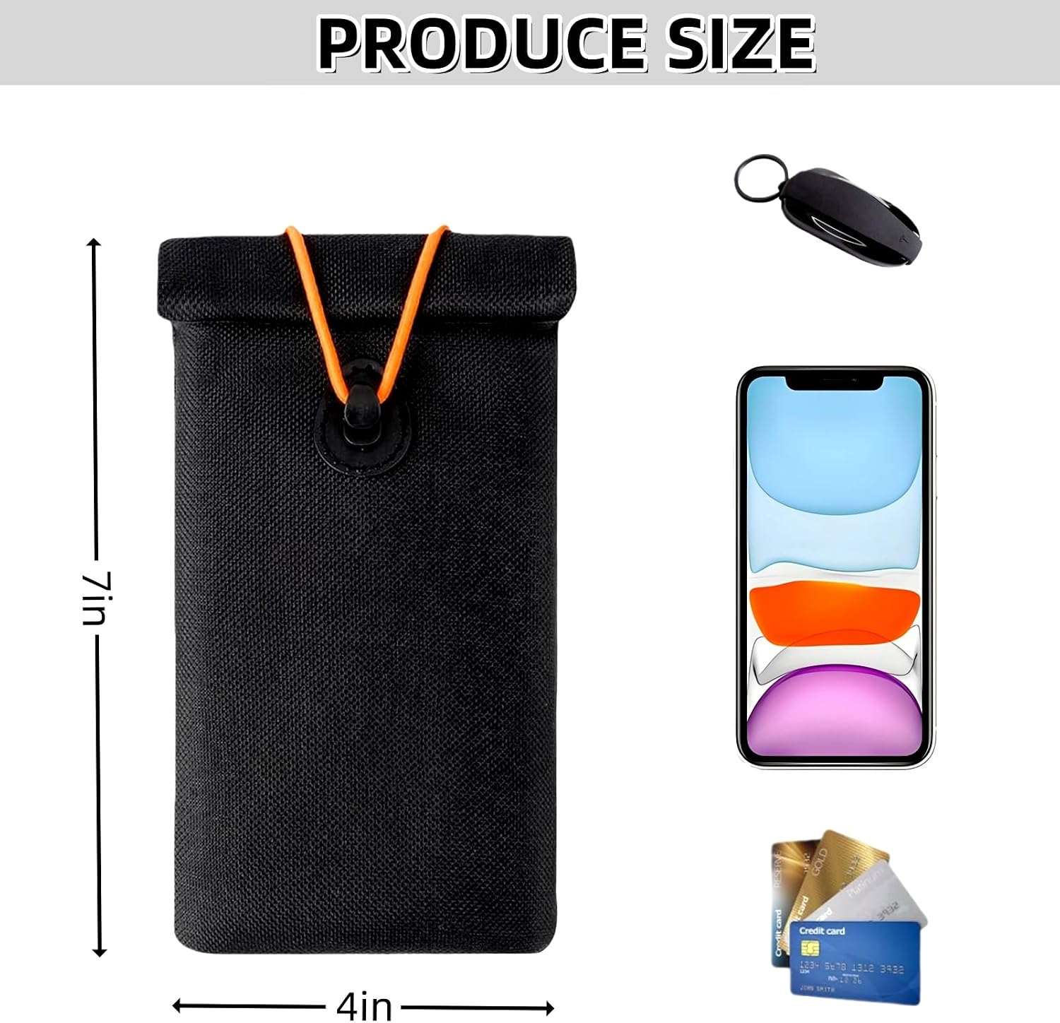 Faraday Bag 2-Pack for iPhone, Signal Blocker Pouch Stops Relay Attack, Anti-Theft Key Fob Protector - RFID Blocking for Privacy & EMF Protection (4"x7")