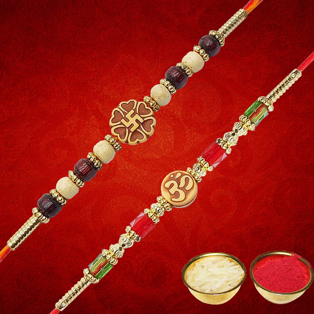 YouBella Rakhi for Brother and Bhabhi Rakhi Set of 2 Jewellery Bracelet Rakhi Combo for Brother, Rakhi Gift for Bhaiyya/Bhai | Rakhi with Roli Chawal 4 71w3PAde+eL. SL1100