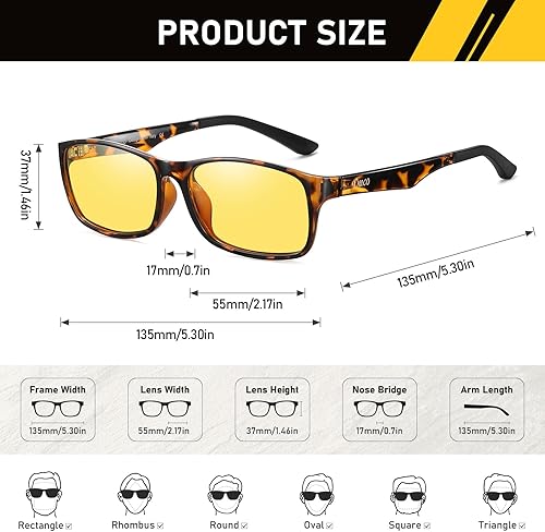 Miniatura 3 de DUCO Gafas de visión nocturna para hombres y mujeres, antirreflejos, lentes de conducción nocturna, polarizados, protección UV400, lentes amarillos