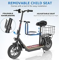 Vista 4 de Caroma Electric Scooter with Seat, Max 30 Miles Range&20MPH Speed, Peak 800/1200W Motor, Foldable Electric Scooter for Adults and Teens, Commuter E