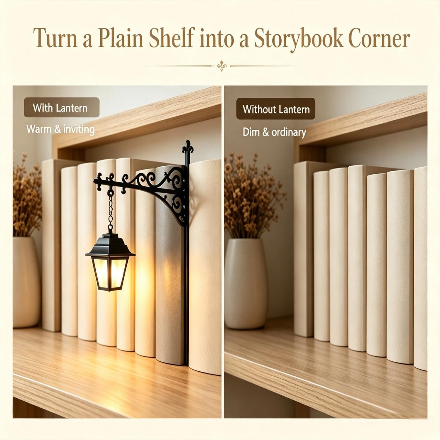 Lanterna da scaffale fantasma, luce di lettura magica per la biblioteca domestica dell'angolo di lettura dello studio Witch 3Pcs