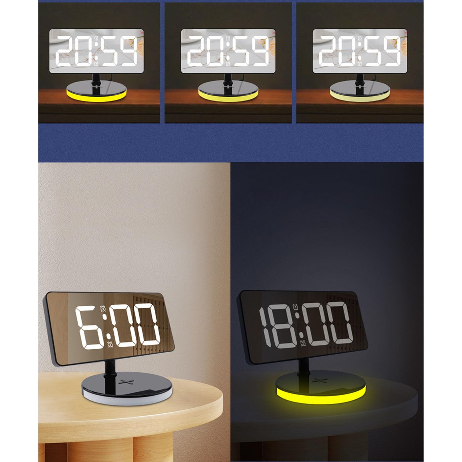Focket Reloj Despertador Digital para Dormitorio, Pantalla LED de 7,3