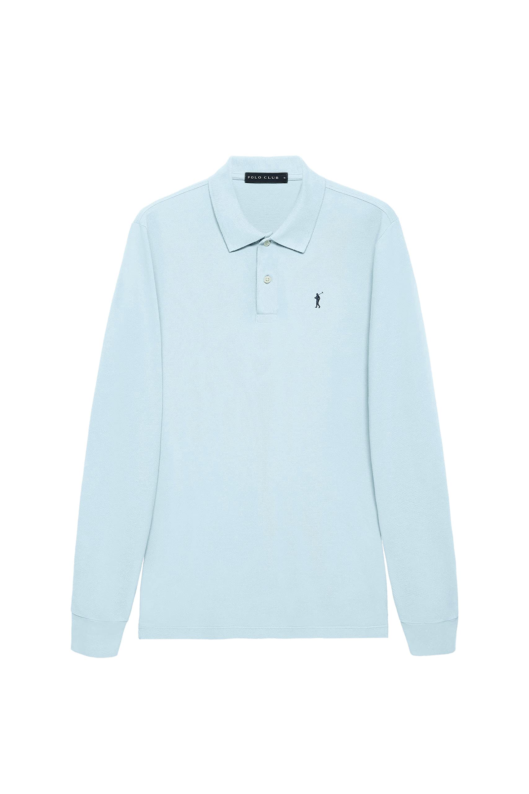 Polo Club Polo Elegante Uomo Manica Lunga Ricamo con Logo - 100% Cotone -