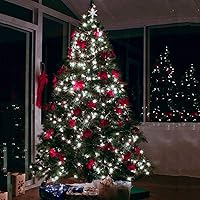 Vista 29 de RUICHEN Guirnalda de luces LED con cable plateado de 99 pies, 300 luces LED con carrete, color naranja