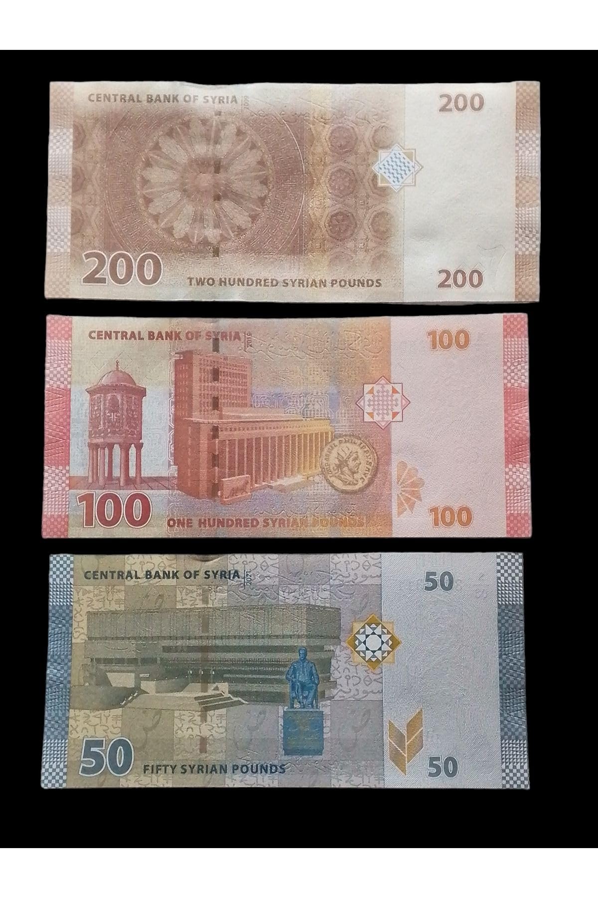 3 Adet Suriye Paund Yabancı Kağıt Para. Koleksiyon Para.