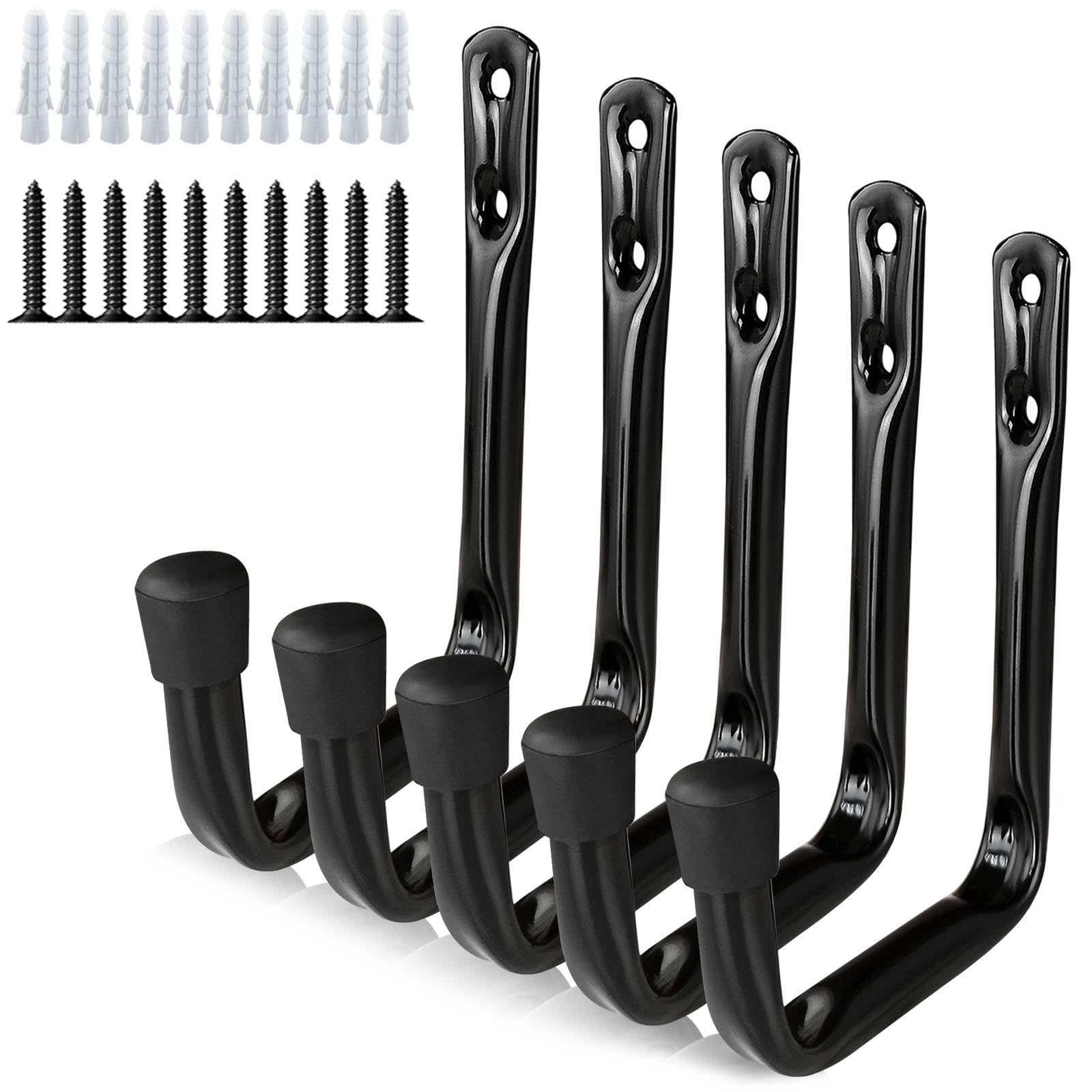 Dreecy J Utility Hooks for Hanging Heavy Duty Garage Storage Utility Hooks, Utility Hook for Garage Wall,Color Black, 5 Pack