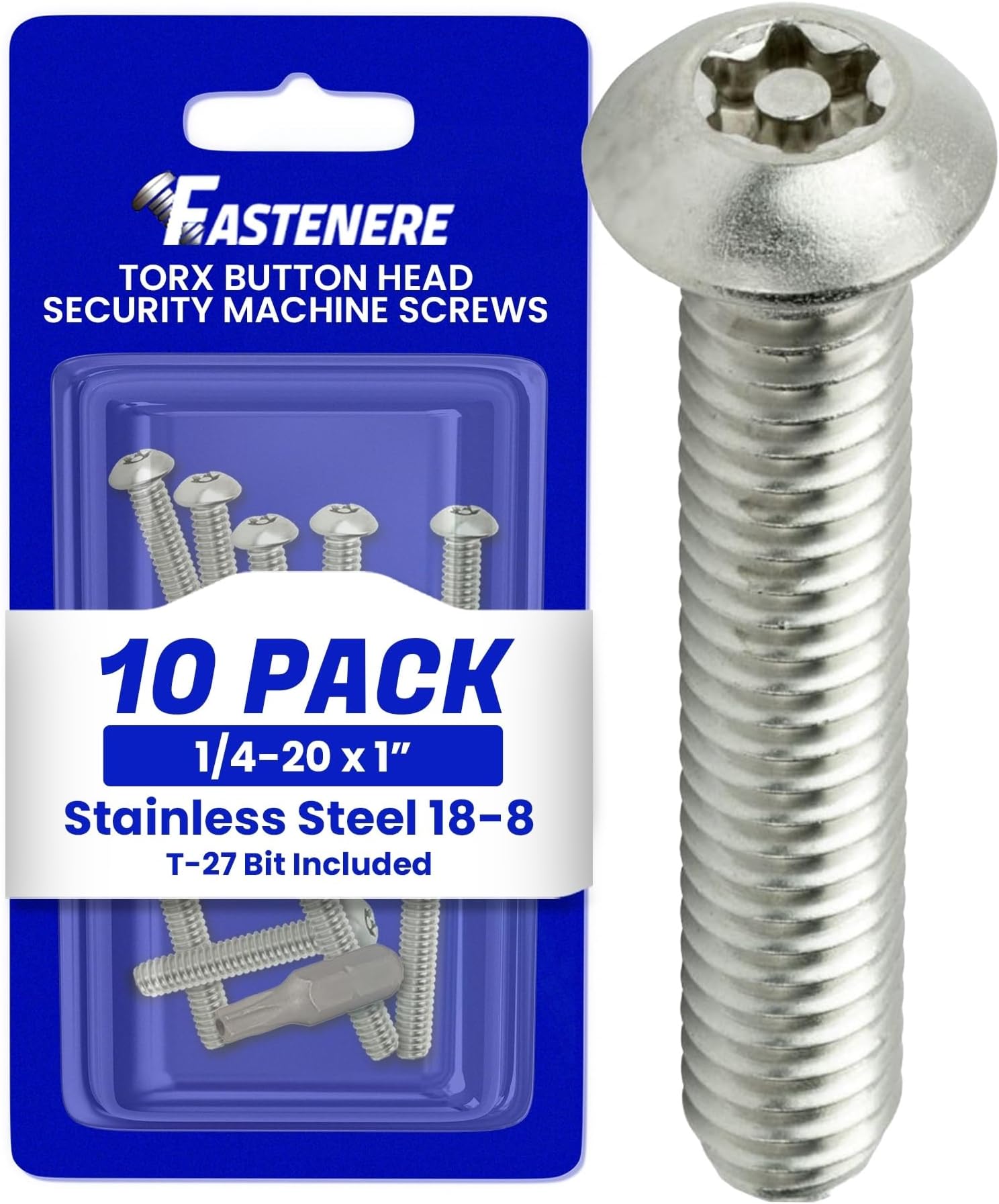 1/4-20 x 1 Button Head Torx Security Machine Screw Bolt Screws Stainless Steel Tamper Resistant, Qty 10 Thread size 1/4-20 x 1 Length by Fastenere