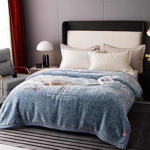 LGYKUMEG Korean Mink Blanket -79×91 inch-9Lb.Flannel Blanket - Heavy Korean Mink Blanket Super Soft, Warm, Thick, Printed Embossed Bed Blanket.