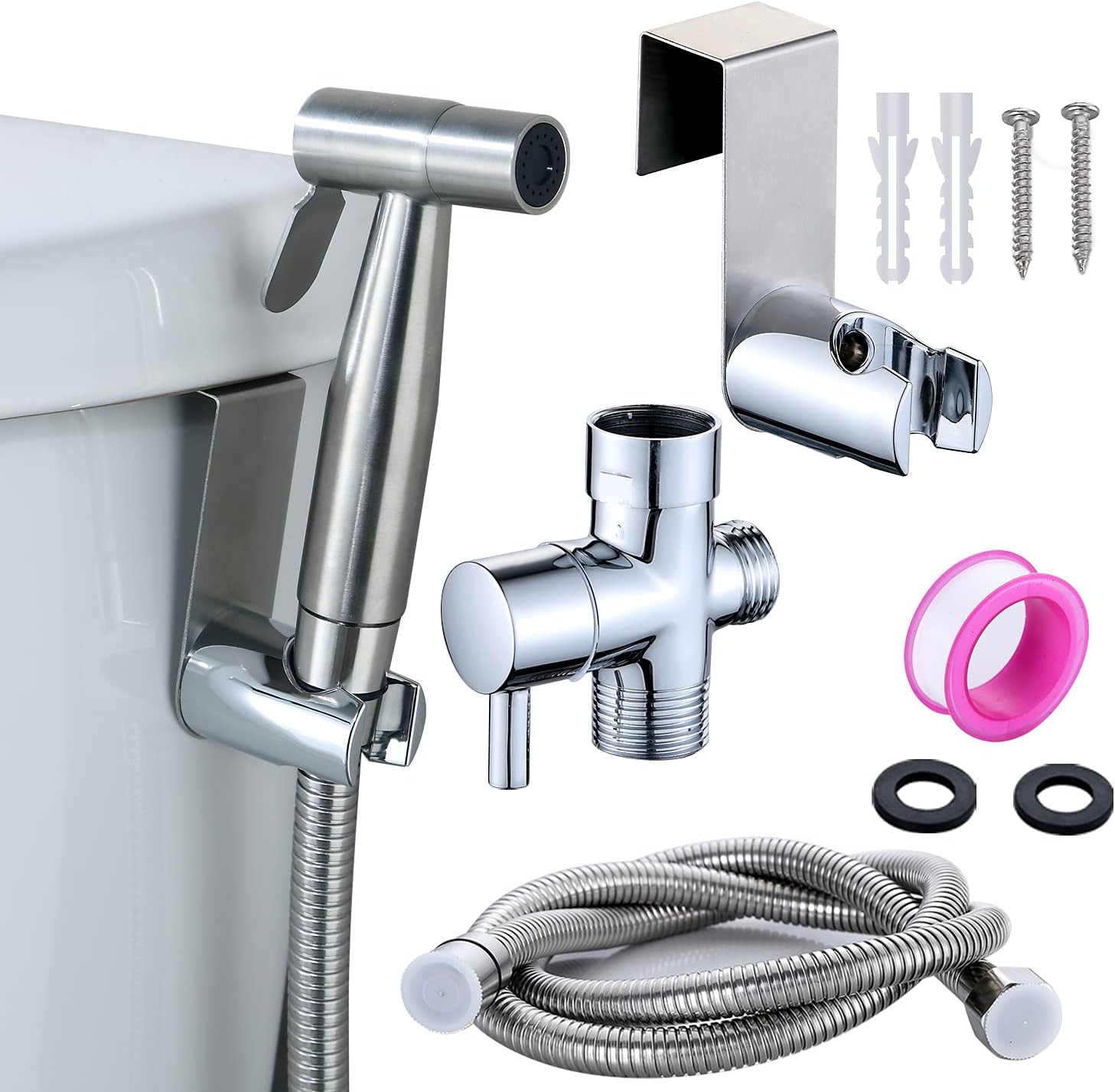 Handheld Bidet Sprayer for Toilet, Timewill Stainless Steel Shower Sprayer Kit,Baby Cloth Diaper Sprayer,Shattaf Sprayer, Dog Shower,Bathroom Jet Sprayer Kit Spray Attachment with Hose