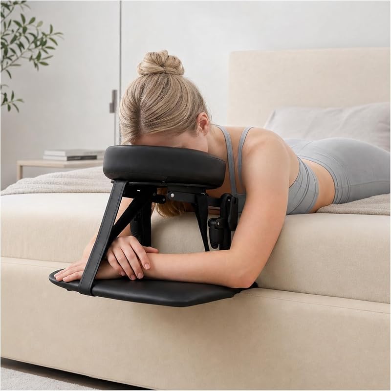 Apoio de rosto para maca e cama ShtNeeg com almofada de espuma viscoelástica, ajustável, preto