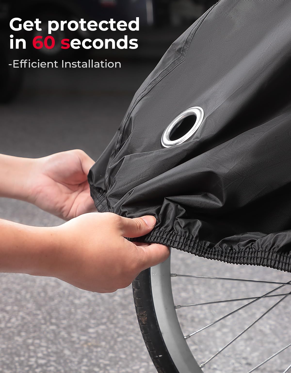 KEMIMOTO Fahrradabdeckung Outdoor, 420D Heavy Duty für Erwachsene 2 Rad Cargo Fahrräder, Regenschutz zur Aufbewahrung, wasserdicht mit UV- und Windschutz, zusammenklappbar, extra große E-Bike-Plane