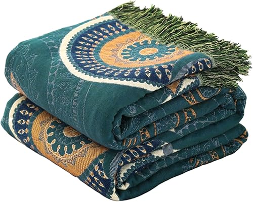 Manta bohemia para cama, 100 % algodón, edredón rústico ultra suave, decoración de granja, manta rústica para todas las estaciones para sofá, silla disponible en Yaxa Peru