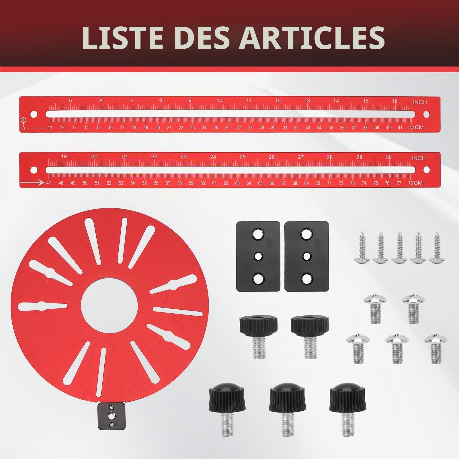 Fraise circulaire avec rail - Échelle précise - Diamètre de 50 à 152 cm - Montage polyvalent - Compatible défonceuses - Tige