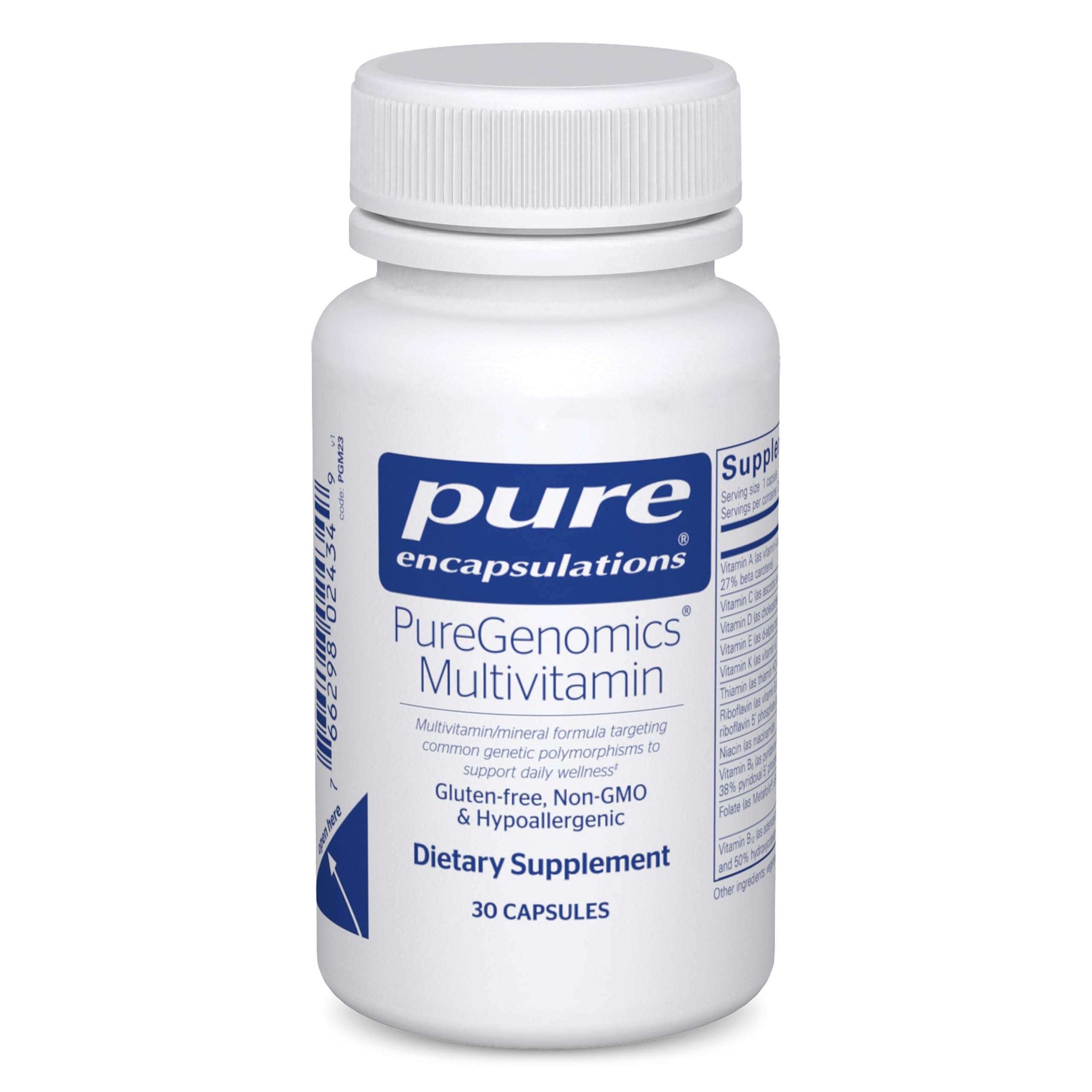 PureGenomics Multivitamin - Supplement to Support Nutrient Requirements of Common Genetic Variations - with Vitamin A,B,C,D,E, K & Minerals - 30 Capsules