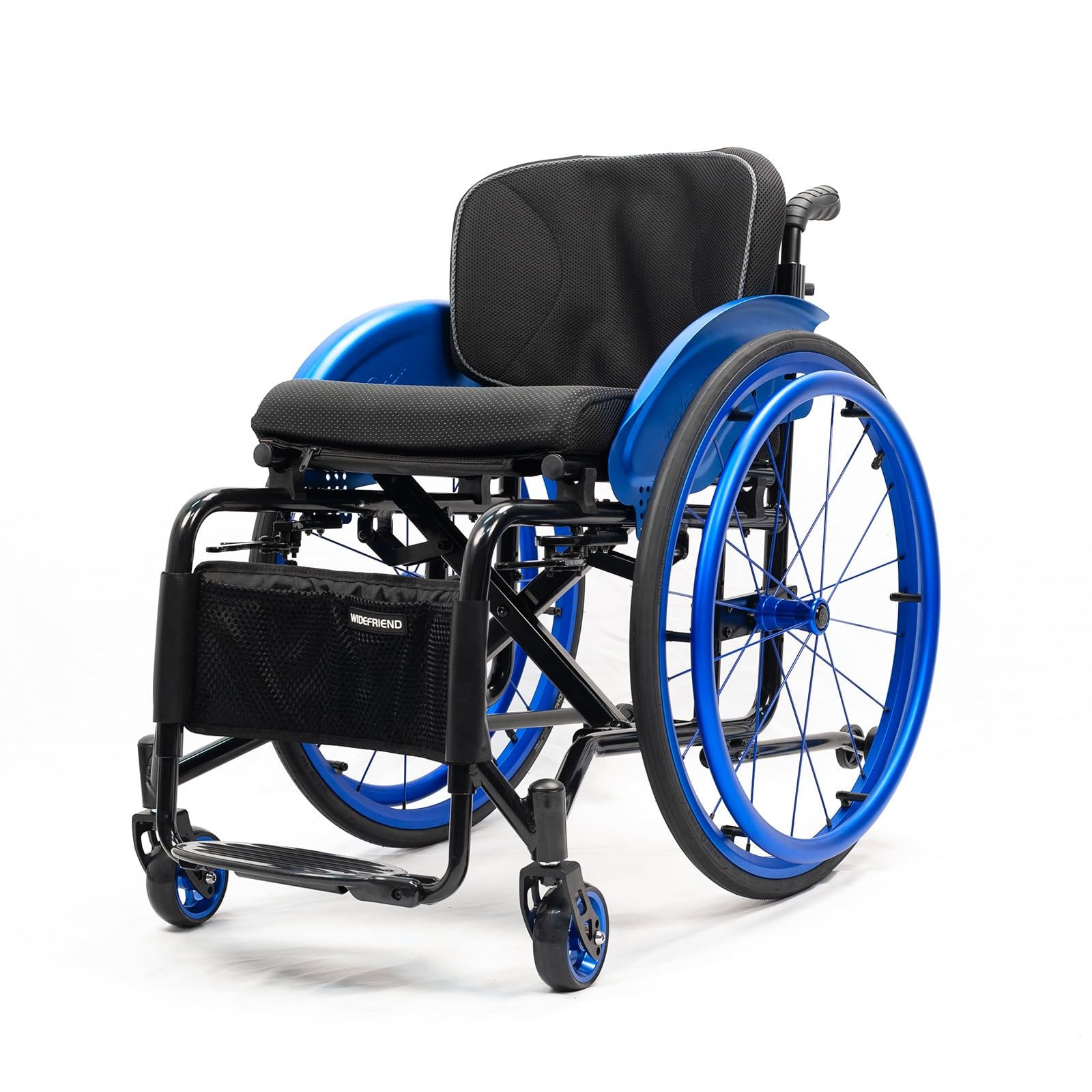 SXSLTSA All-Terrain Ultra Lightweight Sports Wheelchair Foldable Adjustable Footrest and Seat Height, Handbrakes,Suitable for Teenagers, Adults, Seniors(Blue1,Seat Width 42cm/16.5in)