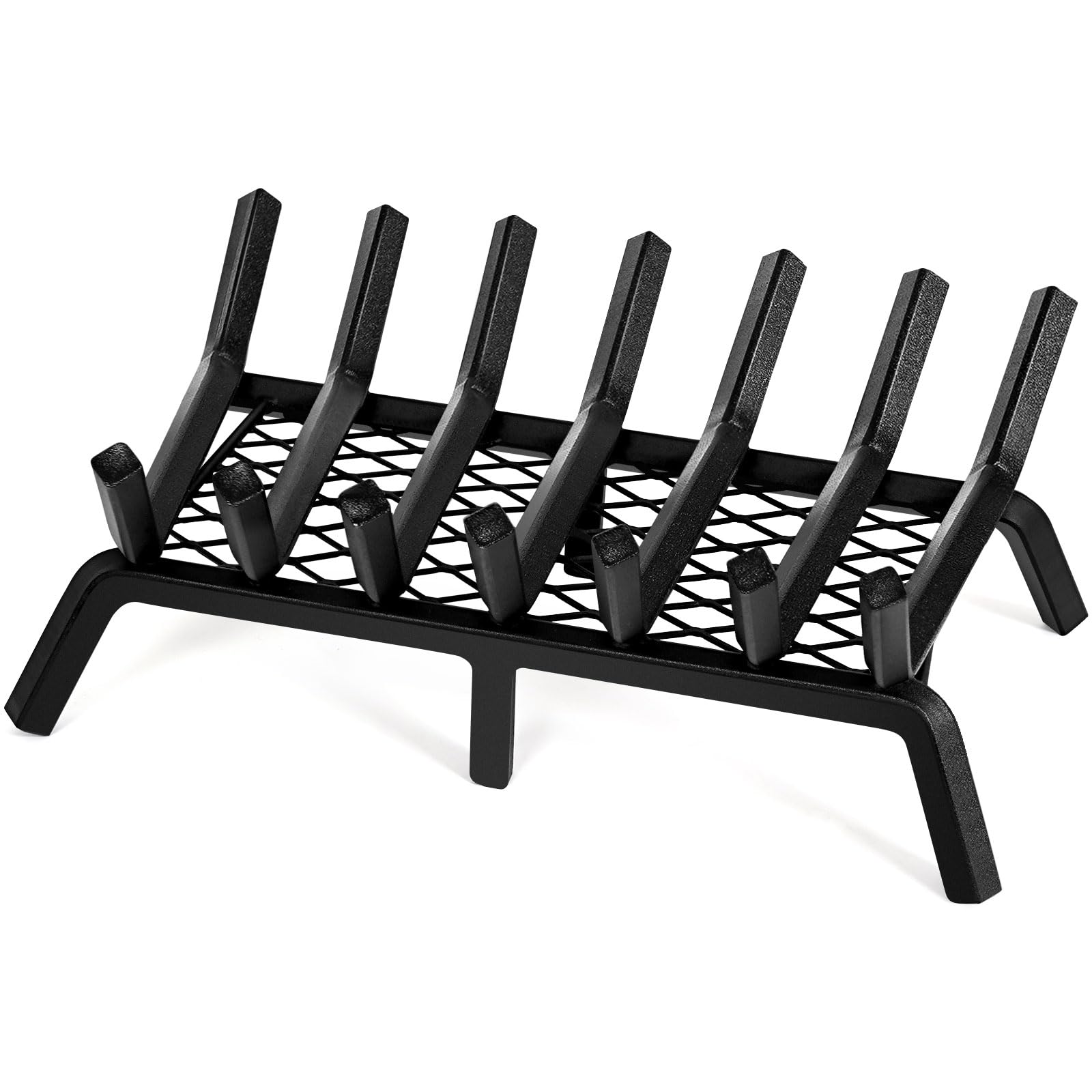 INNO STAGE Griglie per caminetto con fermo per brace, 53 cm, in acciaio massiccio resistente, 7 barre, griglia antincendio, all'interno in ghisa battuta, stufa a legna per interni ed esterni