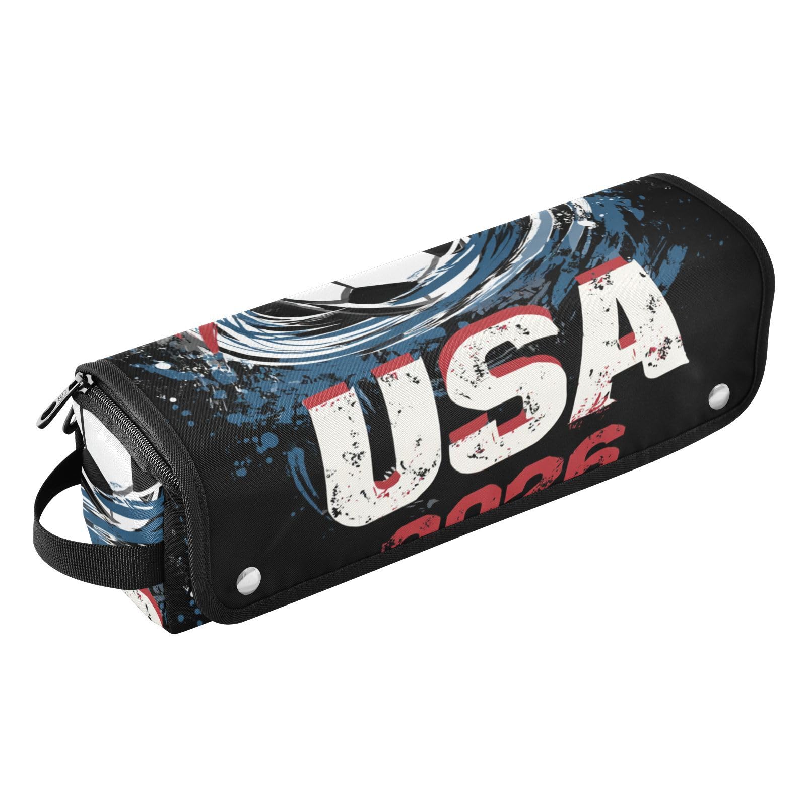 Hair Tools Travel Bag with Heat Resistant Mat Detachable 2-in-1 Curling Iron Travel Case Hot Tools Organizer for Straightener Flat Iron 2026 USA Flags Soccer Black
