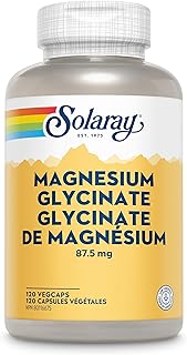 SOLARAY – Magnesium Glycinate, 87.5mg |Health Bone and Tissue Formation | Enhanced Absorption | Dietary Supplement | Vegan, Lab Verified | 120 Vegetarian Capsules (100mg per VegCap)