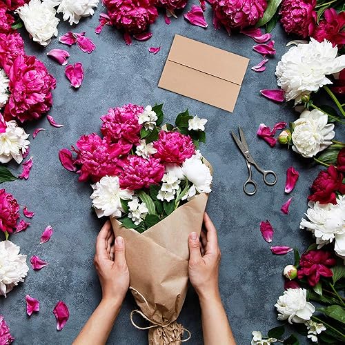 Miniatura 8 de 150 sobres de invitación A2 a granel en papel kraft marrón autoadhesivo de 4 3/8 x 5 3/4, sobres de devolución RSVP, 100 libras. Papel para