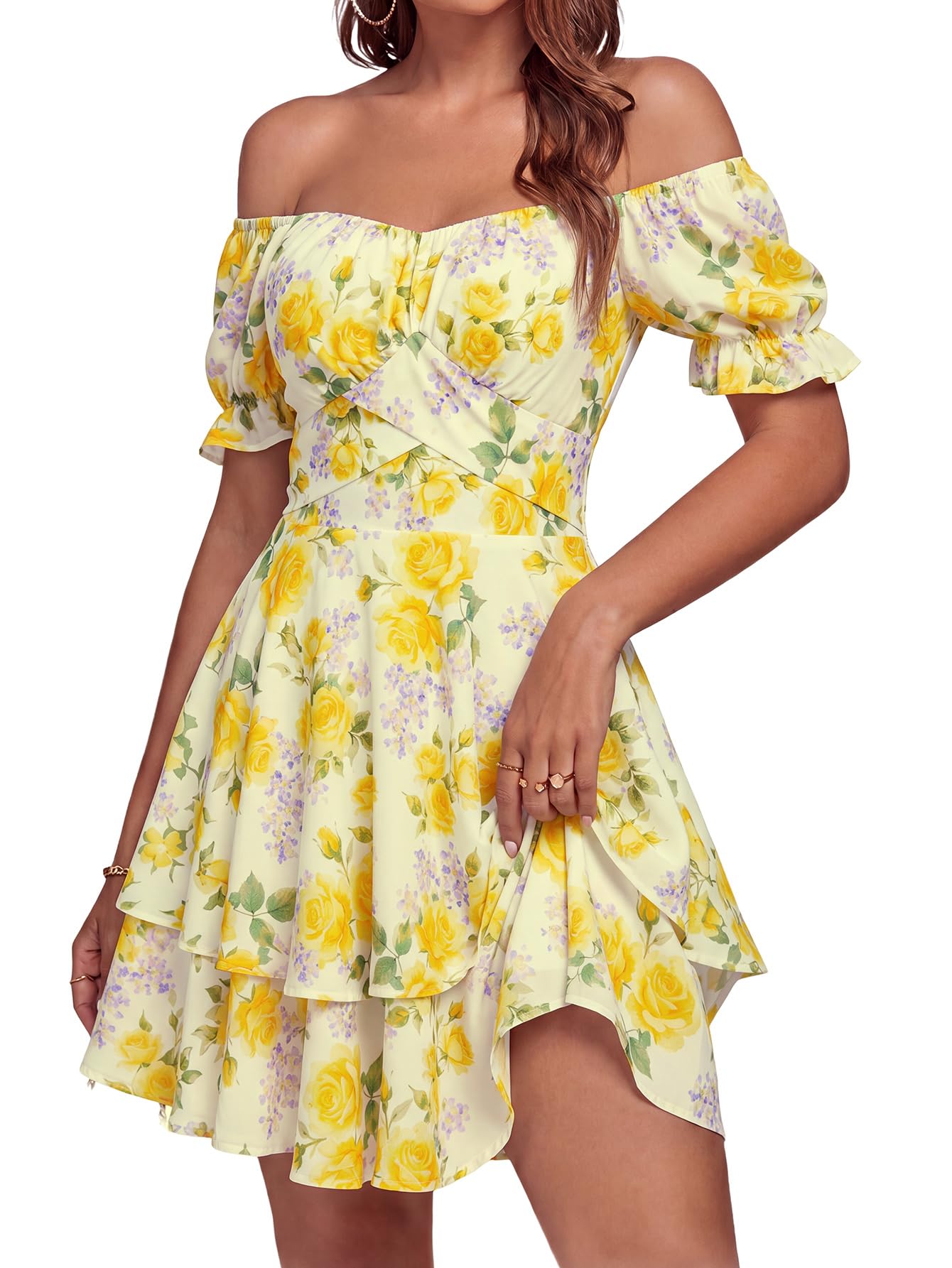 LYANER Women's Off Shoulder Casual Dress