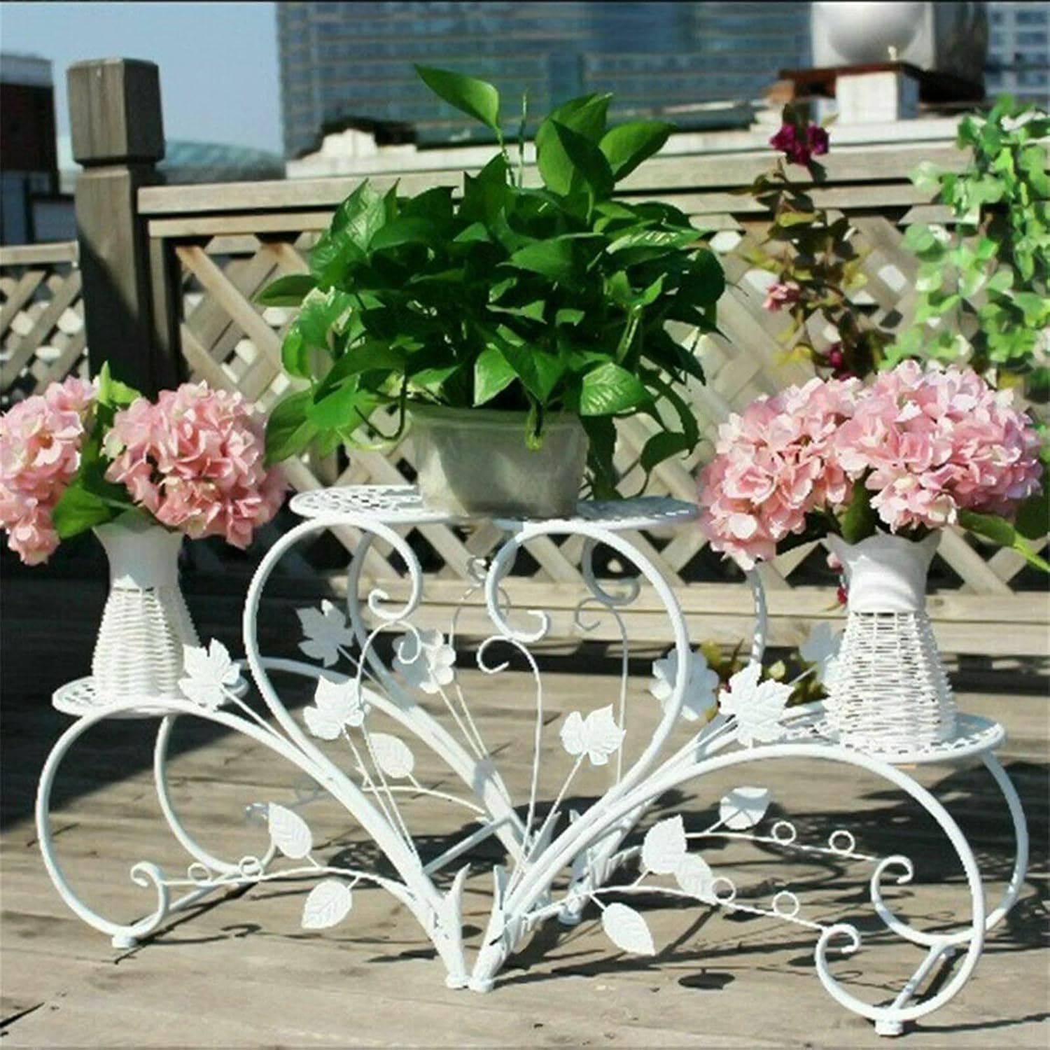 Flower Stand 2 PCS Classic Tall Plant Stand Art Flower Pot Holder Rack Planter Outdoor Indoor Patio Plant Stand