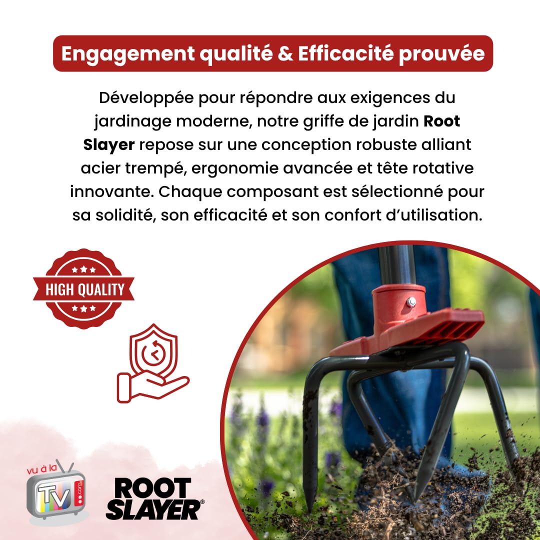 VENTEO - Arrache Racine RootSlayer | Griffe de Jardin Rotative | Tête en Acier Trempé | Aère, Ameublit et Travaille la Terre | Outil de Jardinage pour Potager, Massifs, Plantation et Entretien du Sol