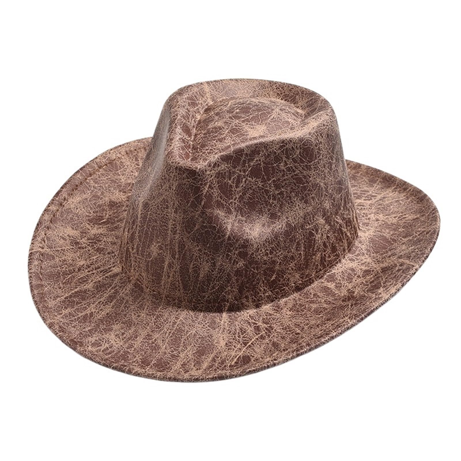 vrfvsdasAAS cowboy hat, Cowboy Hat Wide Brim Cowgirl Big Cap All-match For Carnival Cosplay(Brown)