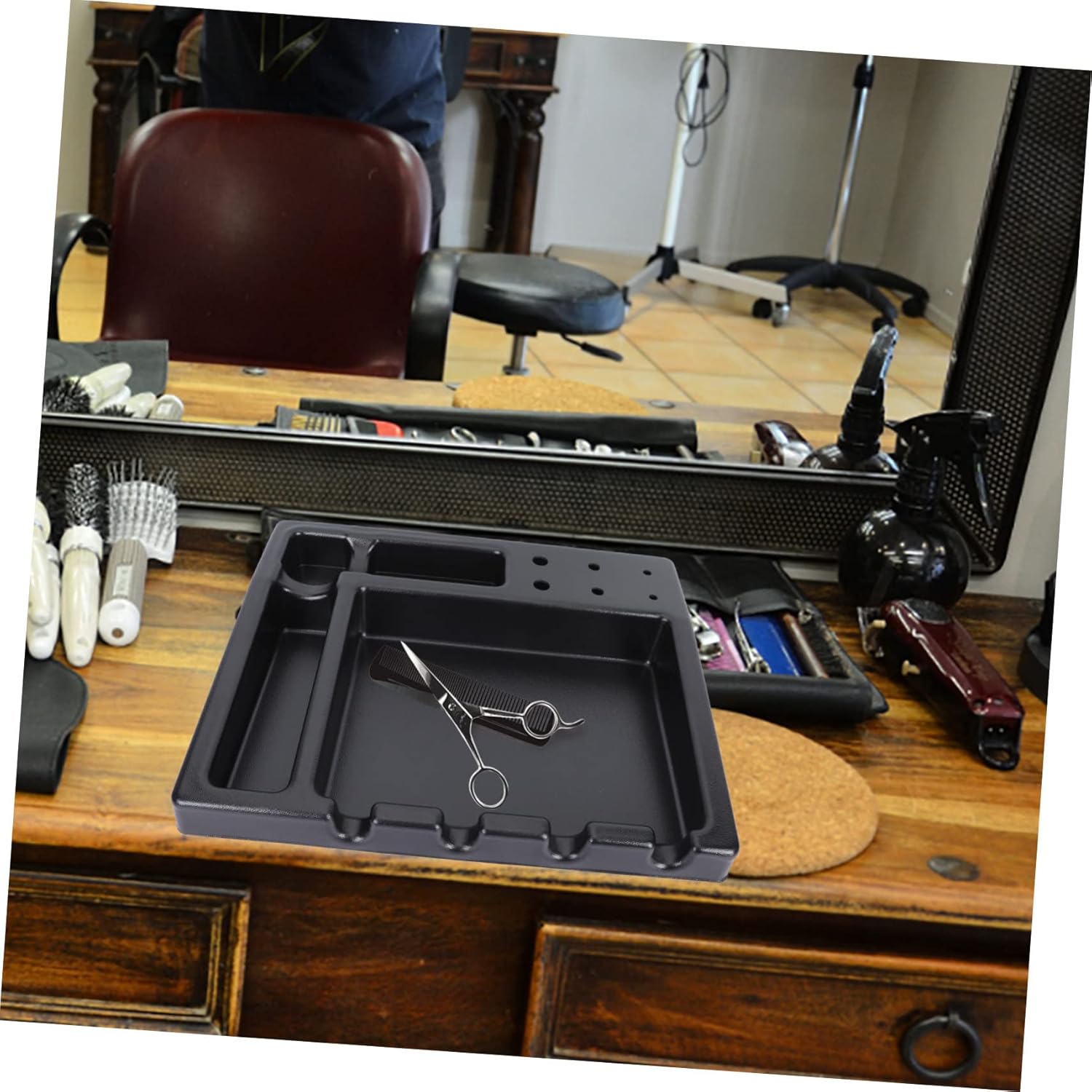 Baluue Hair Clipper Storage Box Barber Station Organizer Electric Scissors Holder