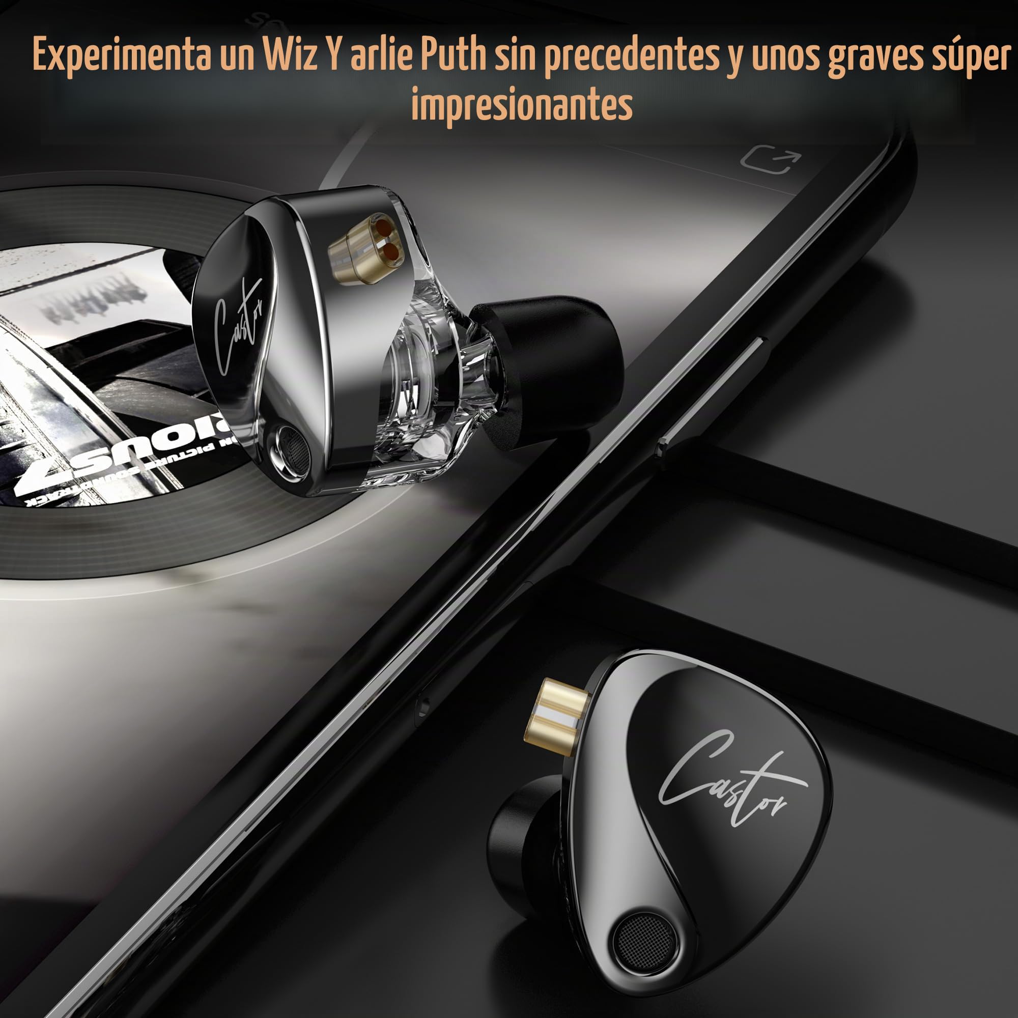 KZ Castor - Auriculares in-Ear con Monitor Dual dinámico con 4 interruptores de sintonización, Auriculares HiFi con cancelación de Ruido, claridad en Todas Las Frecuencias, Sonido estéreo para