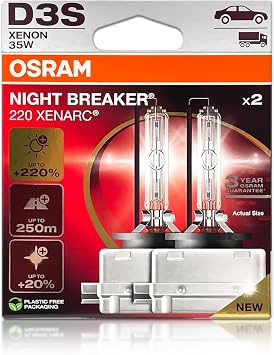 D3S Night Breaker Laser 220 HID Xenon Headlight Bulbs 66340XN2-2HB 42V 35W 4300K PK32d-5 | Pack of 2
