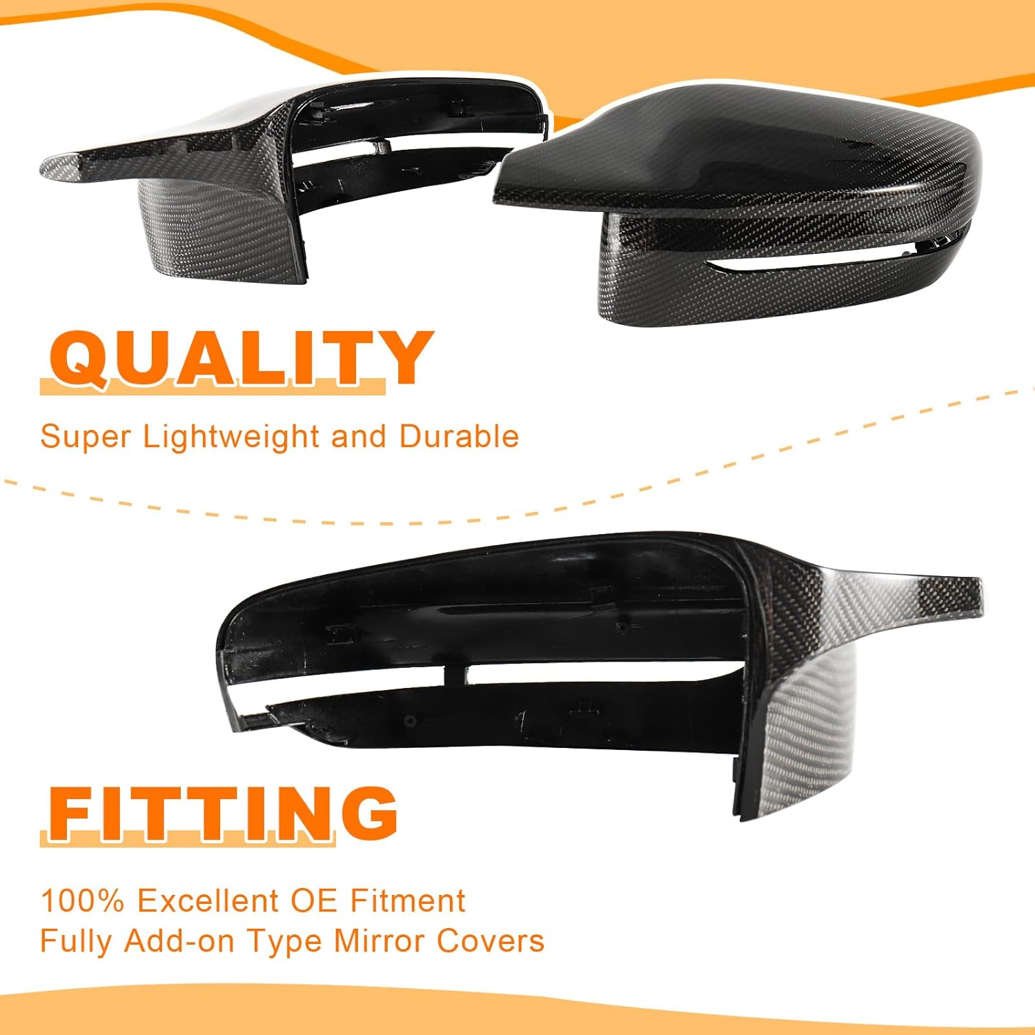 Real Carbon Fiber Side Mirror Cover Cap Compatible with BMW G11 G12 7 Series, G15 8 Series, G20 3 Series, G22 G23 I4 4 Series, G30 G31 G38 5 Series, G42 2 Series