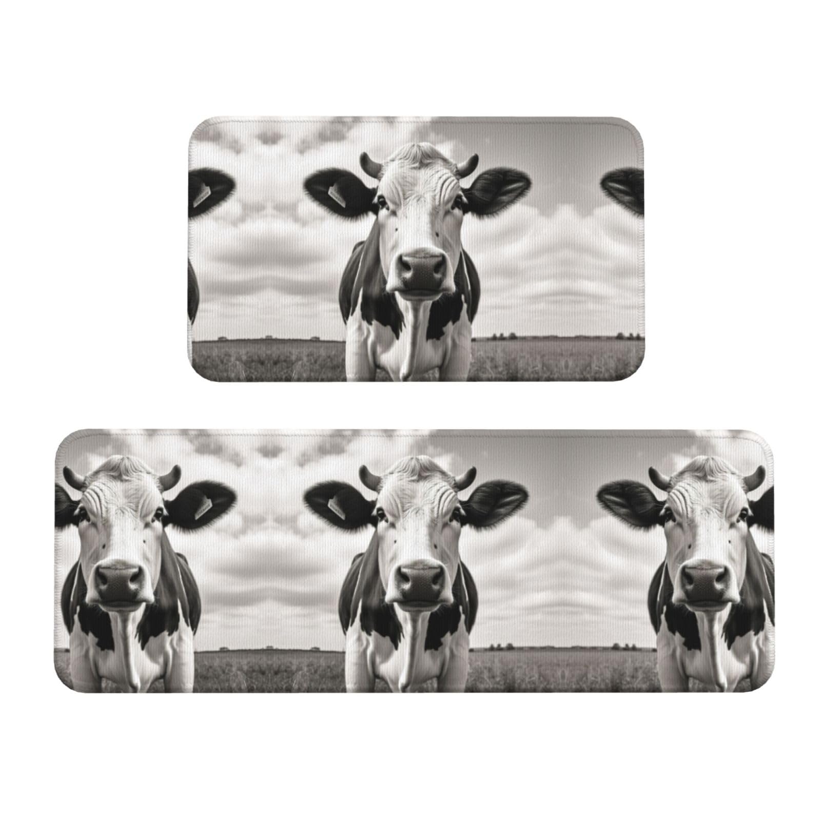 Tapis de sol cuisine lot de 2 motif vache noir et blanc tapis de buanderie et bureau