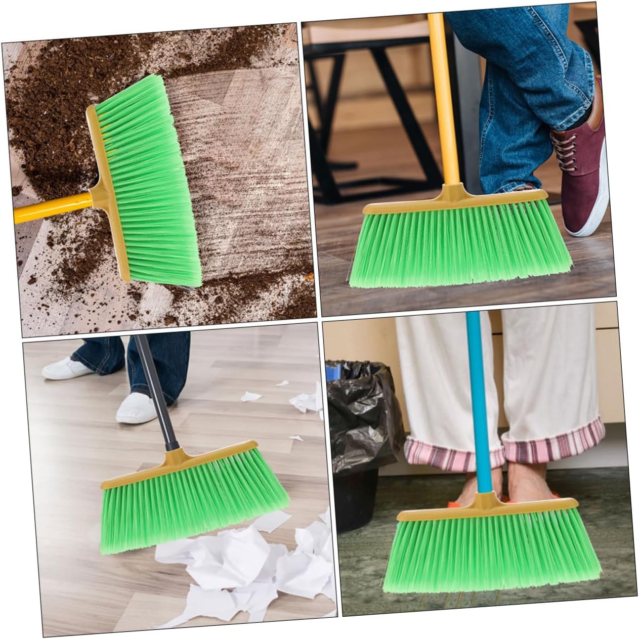 Cleaning Broom Head Replacement 2pcs Plastic Floor Broom Head Broom Parts Refill Part Green for Home Office