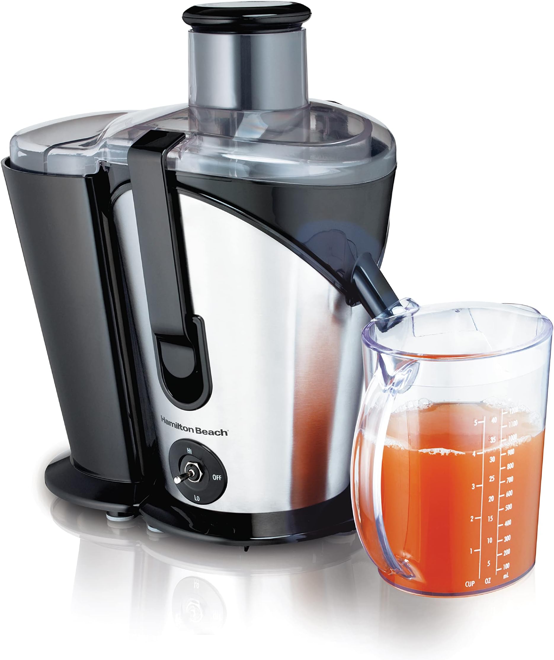 Hamilton BeachBig Mouth Plus 2 Speed Juice Extractor With 8cm Feed Chute, Easy To Clean, 1.2L Bpa-Free Juice Pitcher, Powerful 600W Motor, Stainless Steel, 67750G-Sau, 2 Year Limited Warranty
