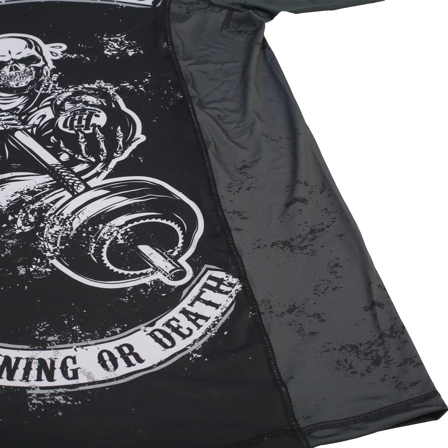 Hardcore Training Rash Guard Mężczyźni Kompresja Koszulka Długi Rękaw BJJ MMA No-Gi Obcisła Grappling Boks (DE/NL/SE/PL, Alfa, M, Regularny, Regularny, Black White Dark Grey)