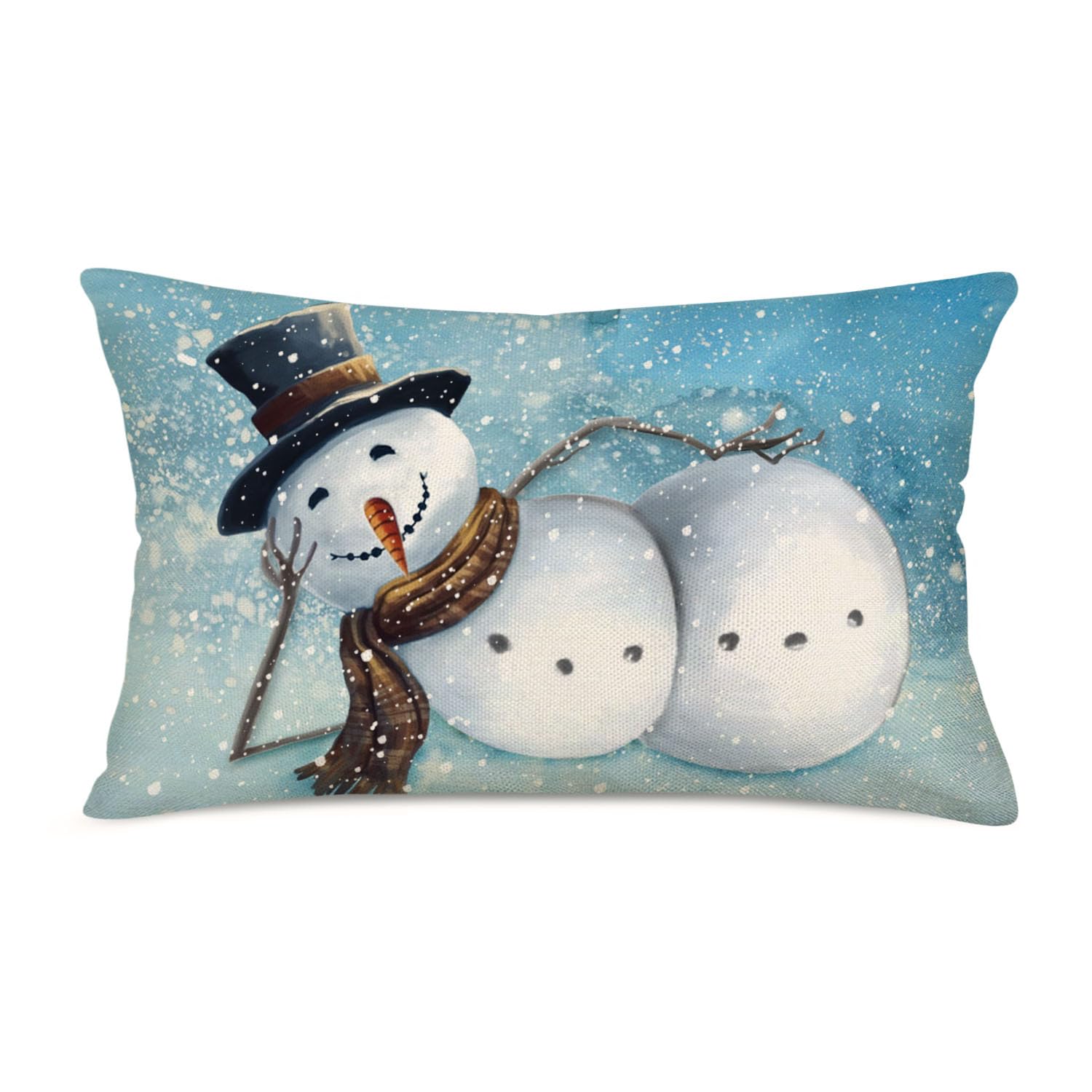 Tlovudori Christmas Snowman Pillow Case Throw Cushion Cover Cotton Linen Winter Snowflake Cute Cartoon Funny Snowman Pose Design Pillow Cover Xmas Sofa Couch Decoration Gift 18"x18" (SP-Snowman)