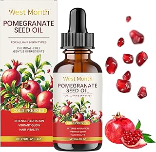 Huile Visage Anti-âge, 60ml Huile de Pépins de Grenade Pure Bio, Huile de Massage Bio, Des Soins Antirides et anti Cernes, pour Corps et Peau Sèche, Cuir Chevelu - BIO - Pressée à Froid