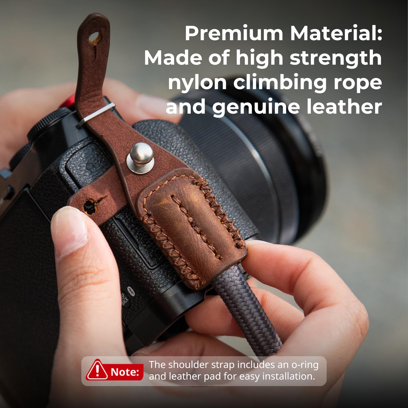 SMALLRIG Shoulder Strap für Kamera, verstellbarer geflochtener Schultergurt für Kamera mit O-Ring und Lederpolster für DSLR/spiegellose Kameras für Sony, für Fujifilm,für Canon, für Nikon