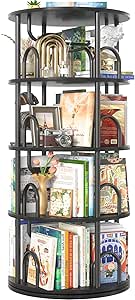 Amazon.com: Aheaplus 4 Tier Rotating Bookshelf Tower, 360 Display ...