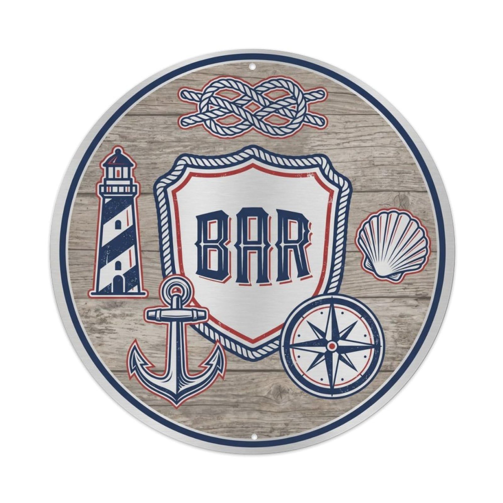 BAR Harbor Tavern Shield Metal Tin Sign Plaque Wall Decor for Cafe, Club Bar, Office, Home Garden Round Metal Poster 8x8Inch