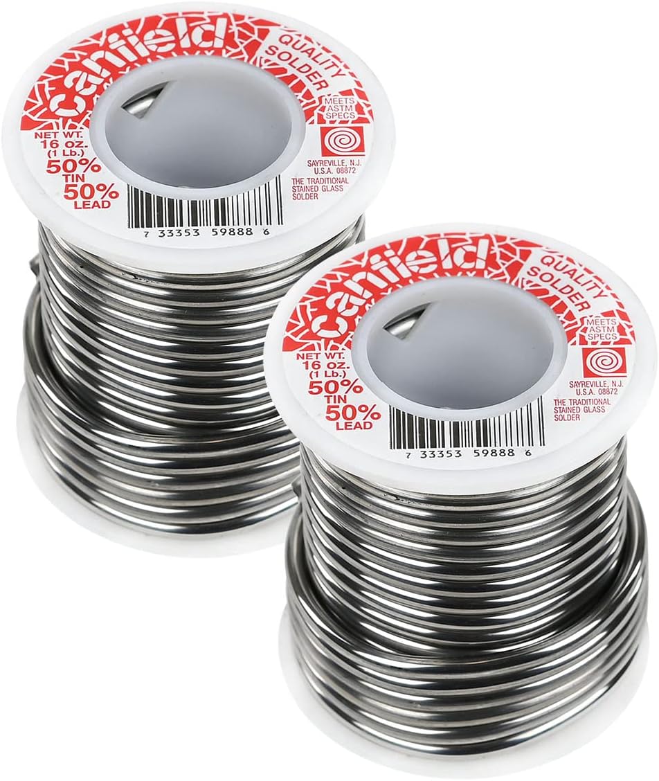 Canfield 50/50 solder for stained glass 1 Lb Spool (Two Pack)
