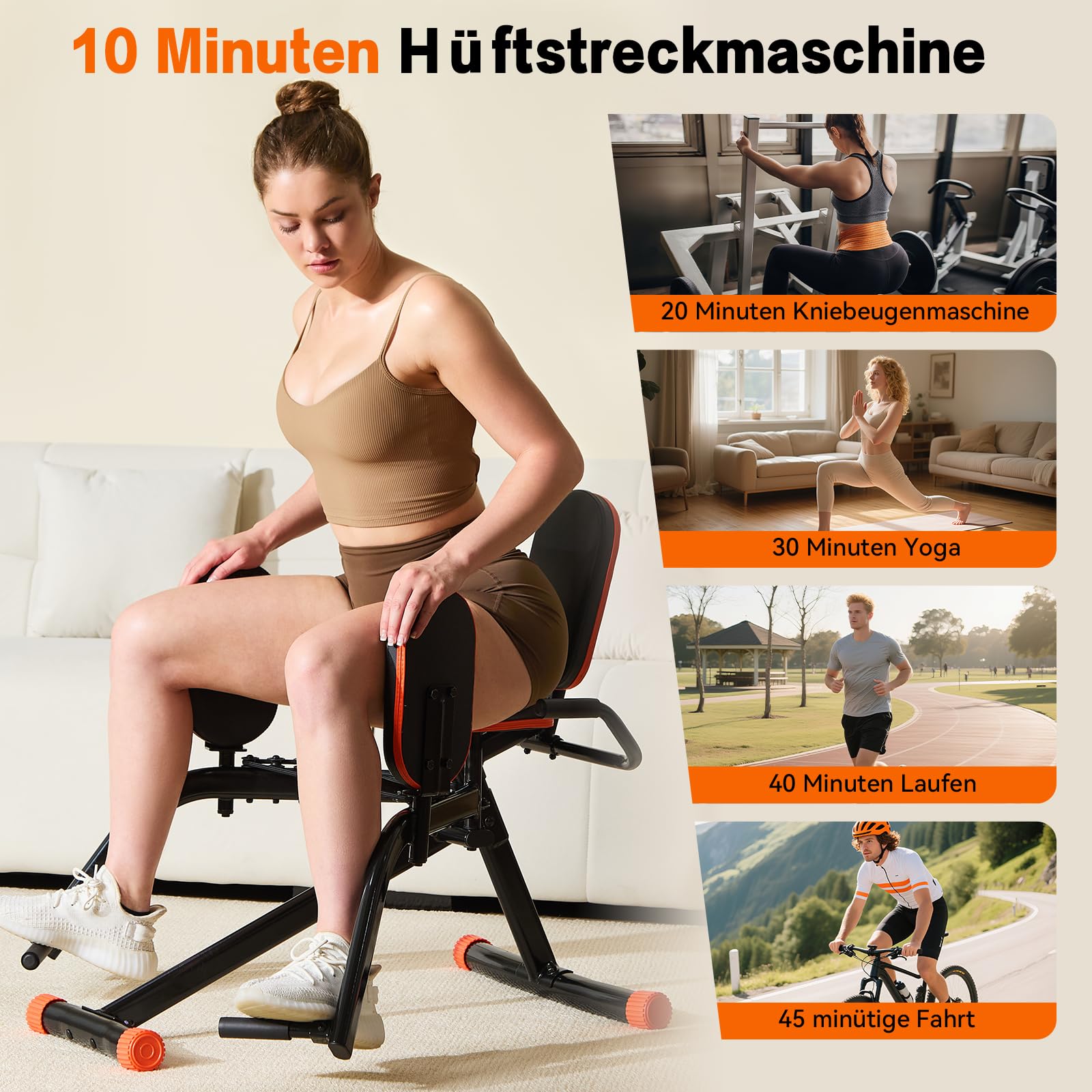 HXD-ERGO 6 Widerstandsstufen Hip Abductor Machine für Zuhause, Glute Machine Spagattrainer, Bequem Beinspreizer, Innenschenkel Trainer für