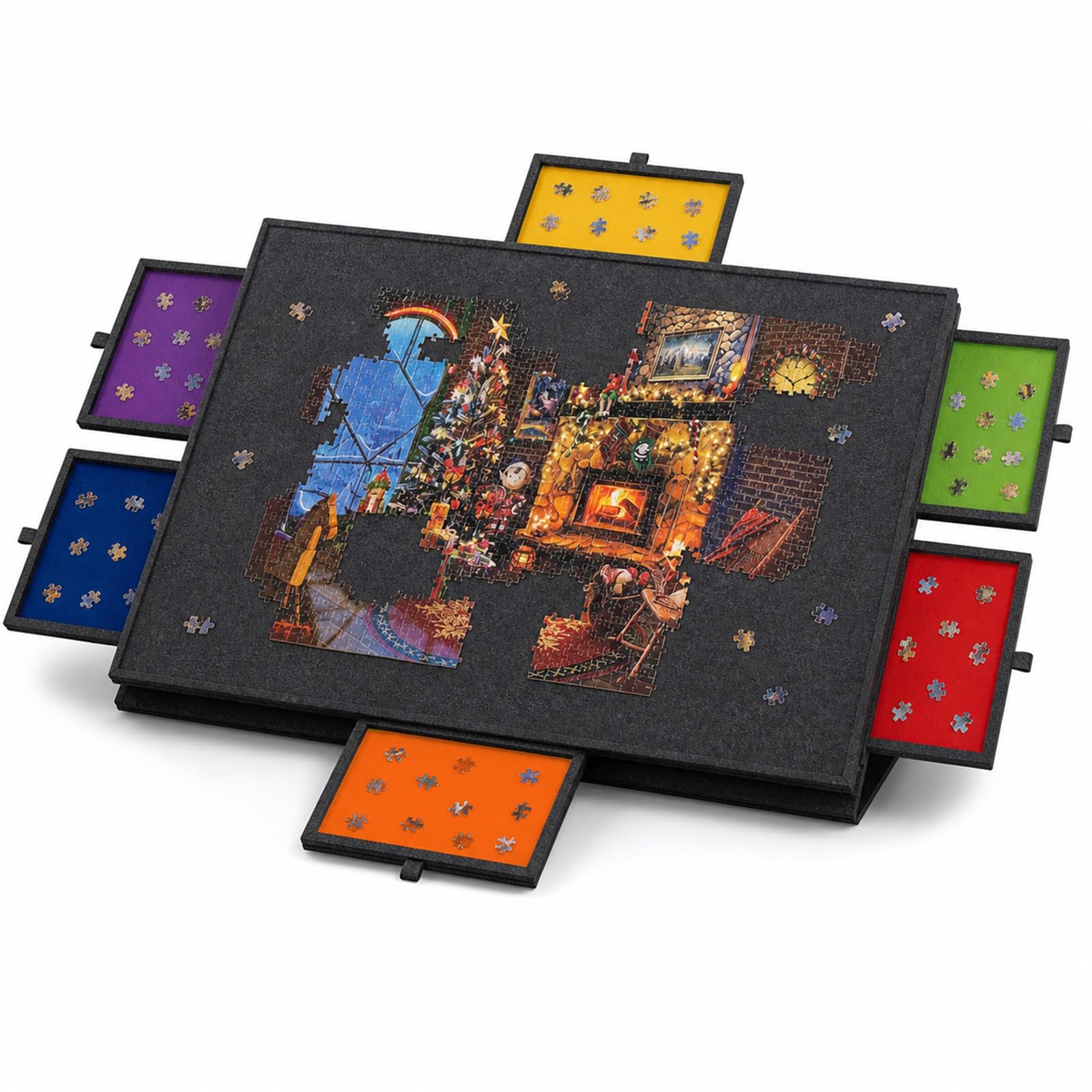 Tavolo Puzzle Pieghevole,Porta Puzzles Portatile,Piattaforma di Puzzle in Feltro,Puzzle Pieghevole,con 6 Cassetti,Ideale per Adulti E Appassionati di Puzzle