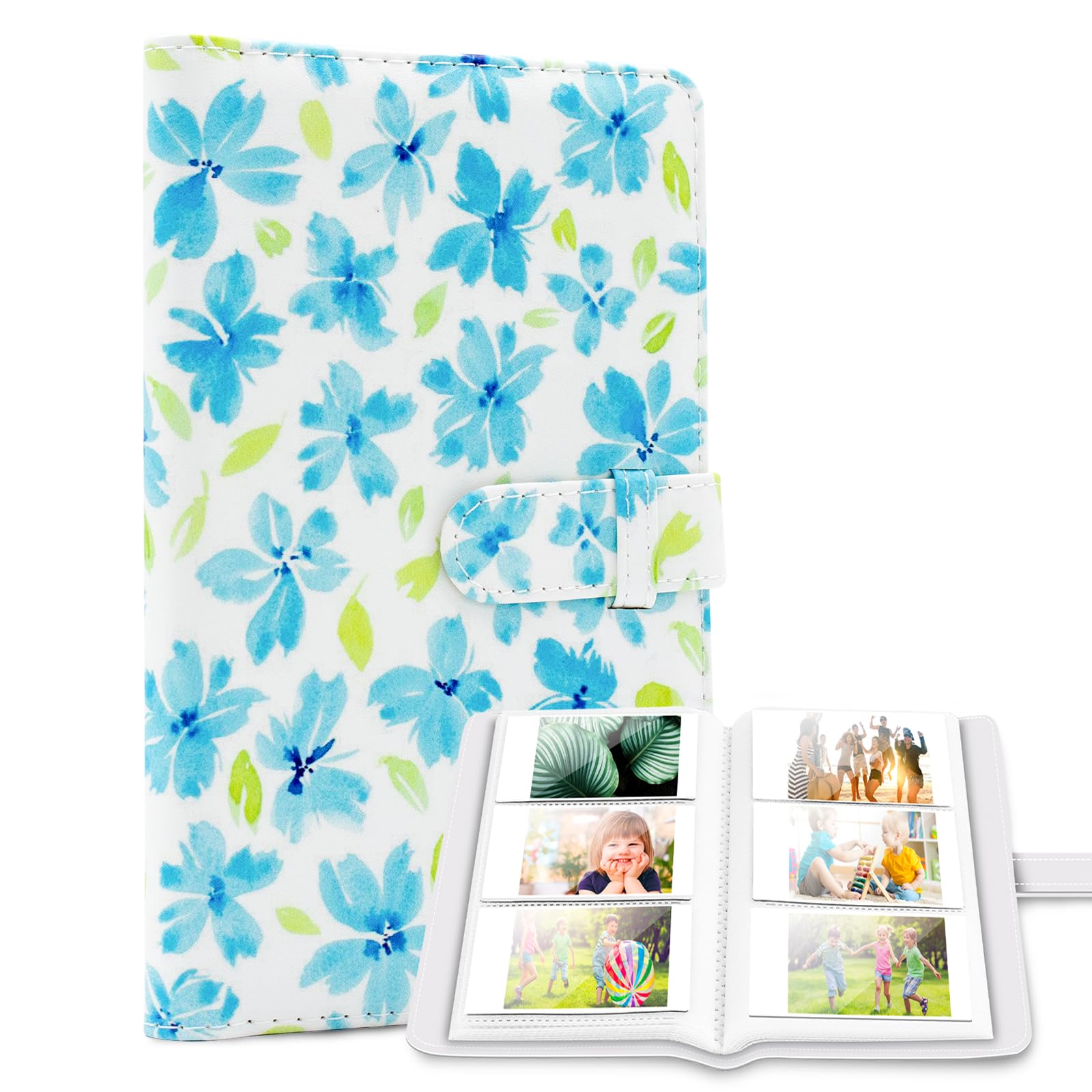 Ablus 96 Pockets Photo Album for Fujifilm Instax Mini 11 90 70 9 8+ 8 LiPlay, Polaroid Snap SnapTouch PIC-300 Z2300 Instant Camera & Zip Printer (Blue Flowers)-image-45