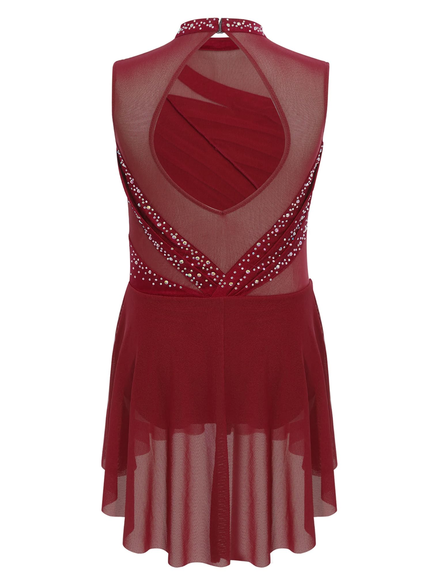 Abito da Pattinaggio Artistico Bambina Strass Leotards Body Danza Classica Senza Manica Body da Ginnastica Artistica Vestito da Balletto Dancewear