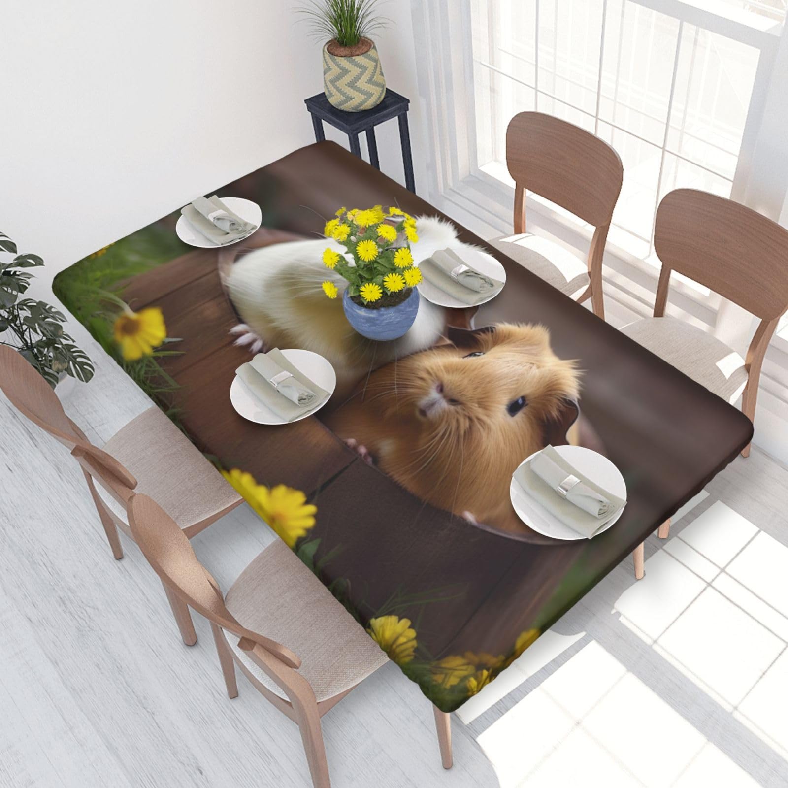 WPKJU Guinea Pigs Printed Tablecloths 4ft Rectangular Table Covers Washable Polyester Decorative Table Cloth for Dining Table Picnic Wedding