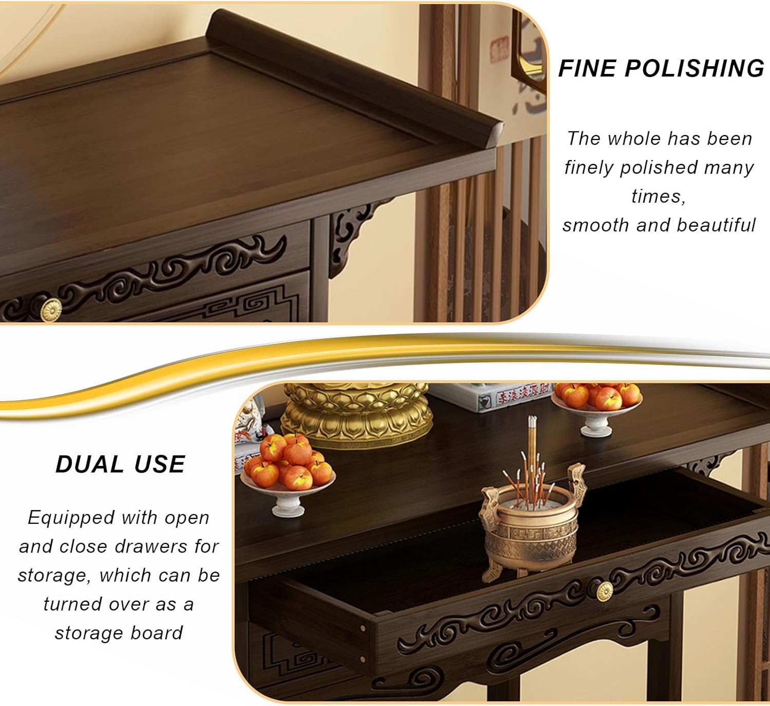 Altar Table Shelf Offering Pooja,Meditation Shrine Altar,Suitable for Temples and Families