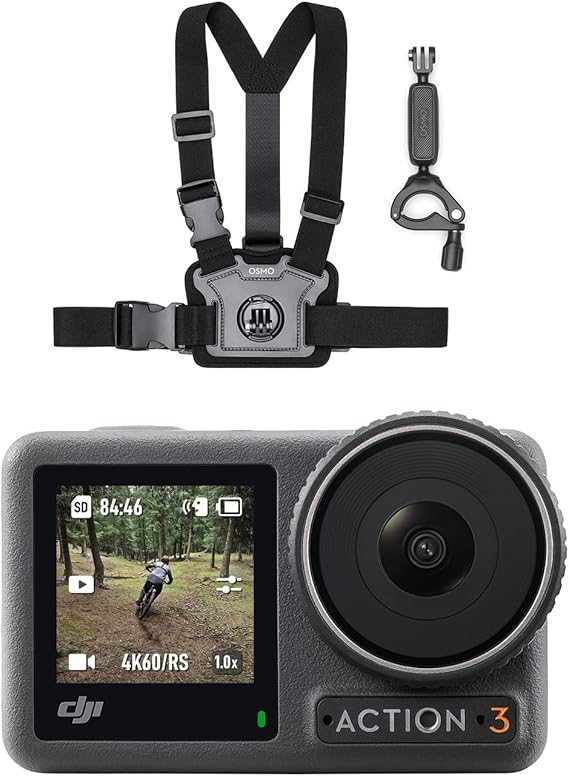 Amazon DJI Osmo Action 3 バイクコンボ サイクリング用4Kアクションカメラ、チェストストラップ マウント
