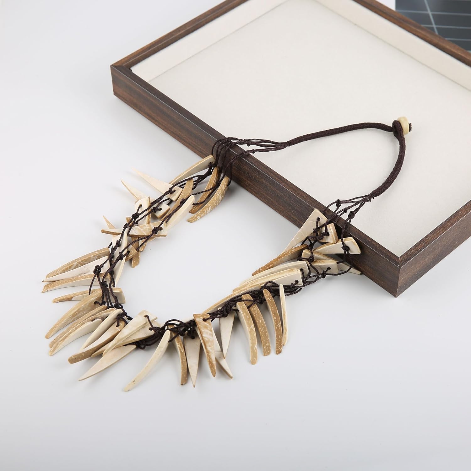 STWTR Boho Style Women's Colorful Coconut Shell Pendant Necklace, Handmade Multi-Layer Beaded Tassel Jewelry for Summer Beach - Image 4