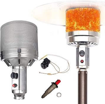 Outdoor Heater Replacement Parts Patio Heaters Propane Burner Head 48,000 BTU Patio Heater Head With Shaft Connectors For Patio Heater Color 3"/76mm